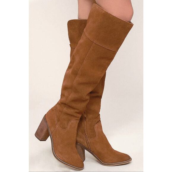 Steve Madden Orlando Palisade Chestnut Leather Knee High Boots Suede Womens 6.5 - Picture 1 of 12